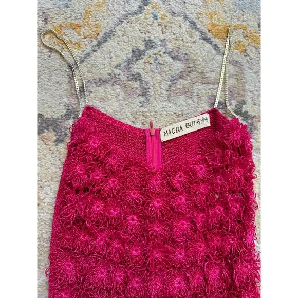 Magda Butrym Pink Crochet Flower Mini Shift Dress - Picture 9 of 16